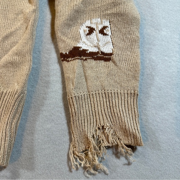 No Comment Women’s Tan Western Pullover Sweater Size M Cowboy Chic Raw Hem Ranch - Picture 8 of 8